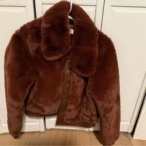 Astr Brown Faux Fur Jacket